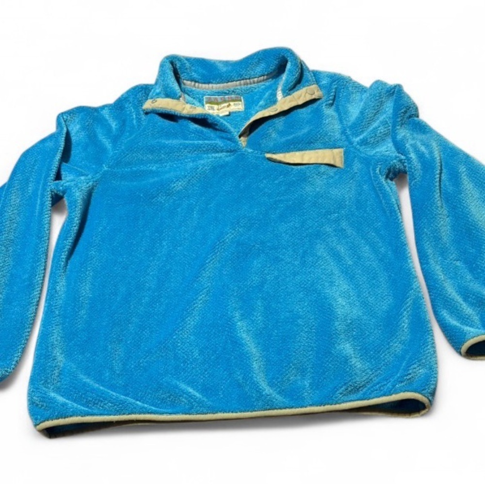 Jachs Cabin Fleece Pullover Mujer Talla S Azul Brillante con Tan - Snap Neck